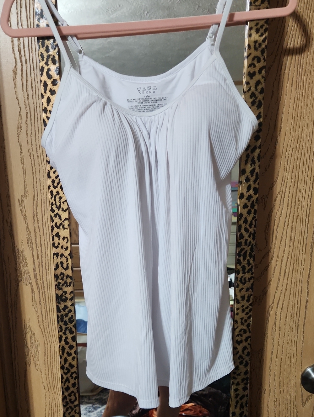 Serra White Ribbed Adjustable-Strap Cami